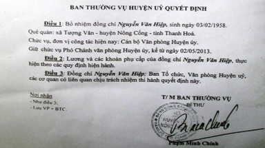  Thanh Hoá: Thu hồi quyết định bổ nhiệm... lái xe làm Phó Chánh văn phòng